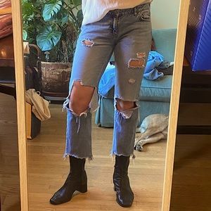 Low rise ripped MANGO jeans